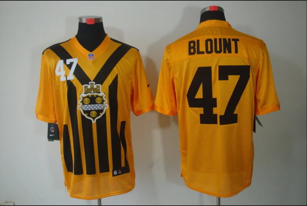 Men Pittsburgh Steelers #47 Blount Yellow 2024 Nike Limited NFL Jersey style 1